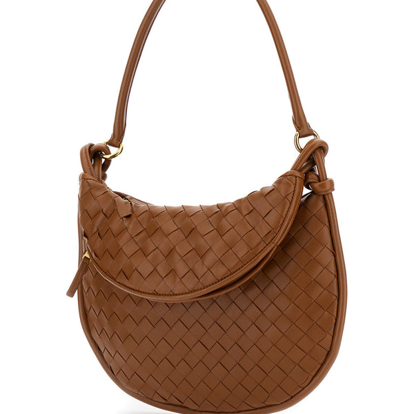 Bottega Veneta Bags? Bottega Veneta Women 'Gemelli Medium' Light Brown Hobo Shoulder Bag With Intrecciato Motif In Leather Woman Premium Designer Shoulder Bag