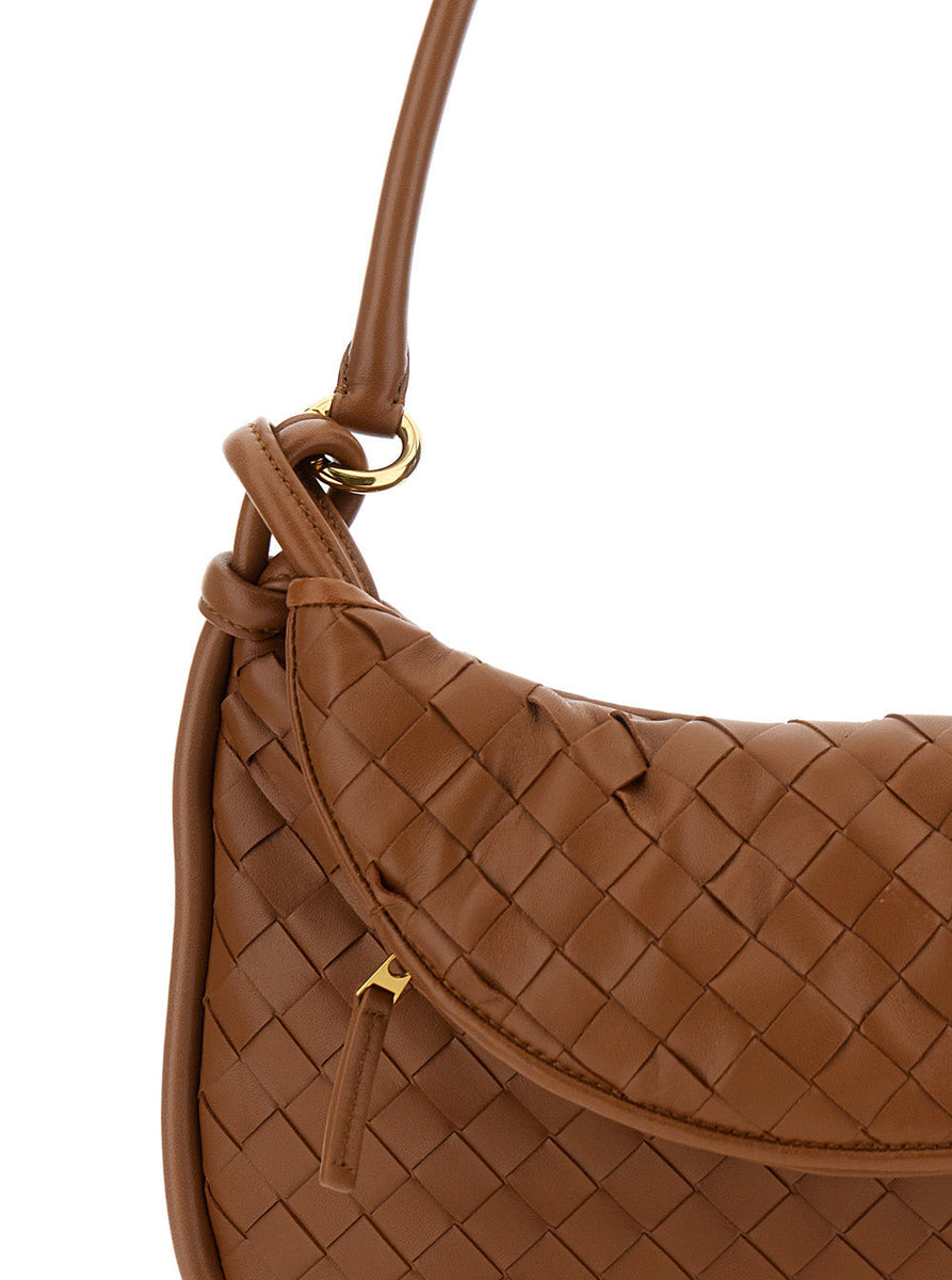 Bottega Veneta Bags? Bottega Veneta Women 'Gemelli Medium' Light Brown Hobo Shoulder Bag With Intrecciato Motif In Leather Woman Premium Designer Shoulder Bag