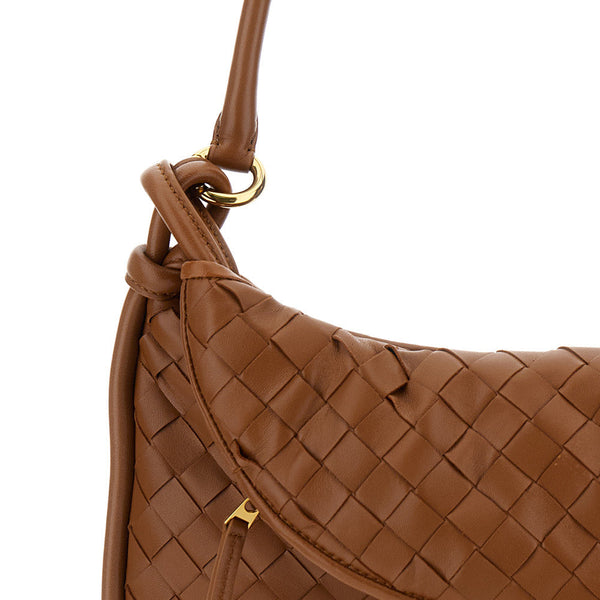 Bottega Veneta Bags? Bottega Veneta Women 'Gemelli Medium' Light Brown Hobo Shoulder Bag With Intrecciato Motif In Leather Woman Premium Designer Shoulder Bag