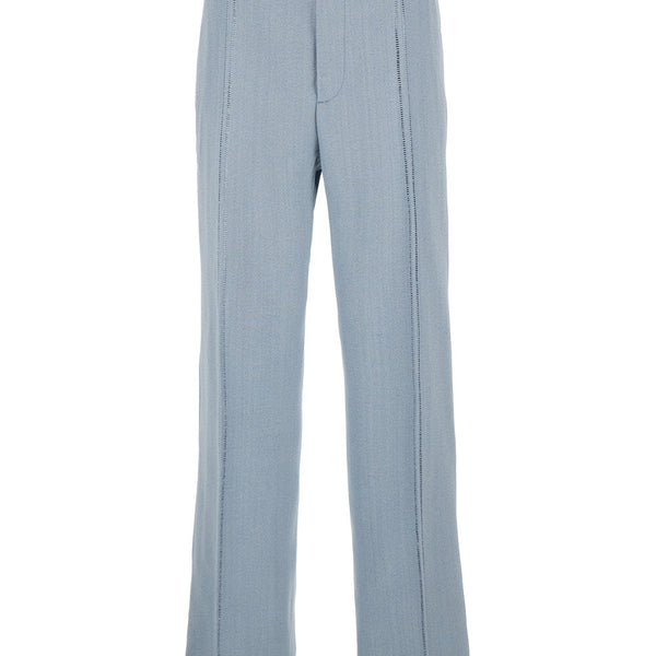Bottega Veneta Pants? Bottega Veneta Men Light Blue Tailored Pants In Silk Blend Man Premium Designer Casual Trousers
