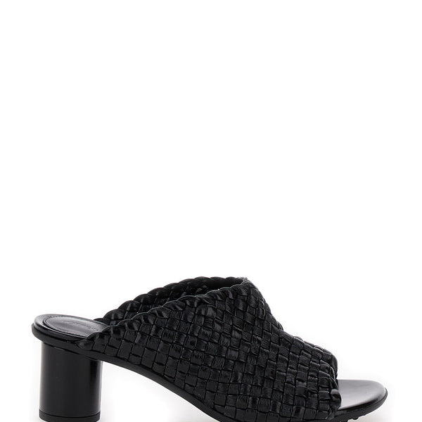 Bottega Veneta Shoes Bottega Veneta Women 'Atomic' Black Mule Sandals With Intrecciato Motif In Leather Woman Comfortable Everyday Designer Shoes