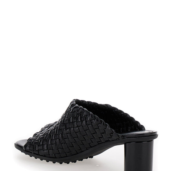 Bottega Veneta Shoes Bottega Veneta Women 'Atomic' Black Mule Sandals With Intrecciato Motif In Leather Woman Comfortable Everyday Designer Shoes