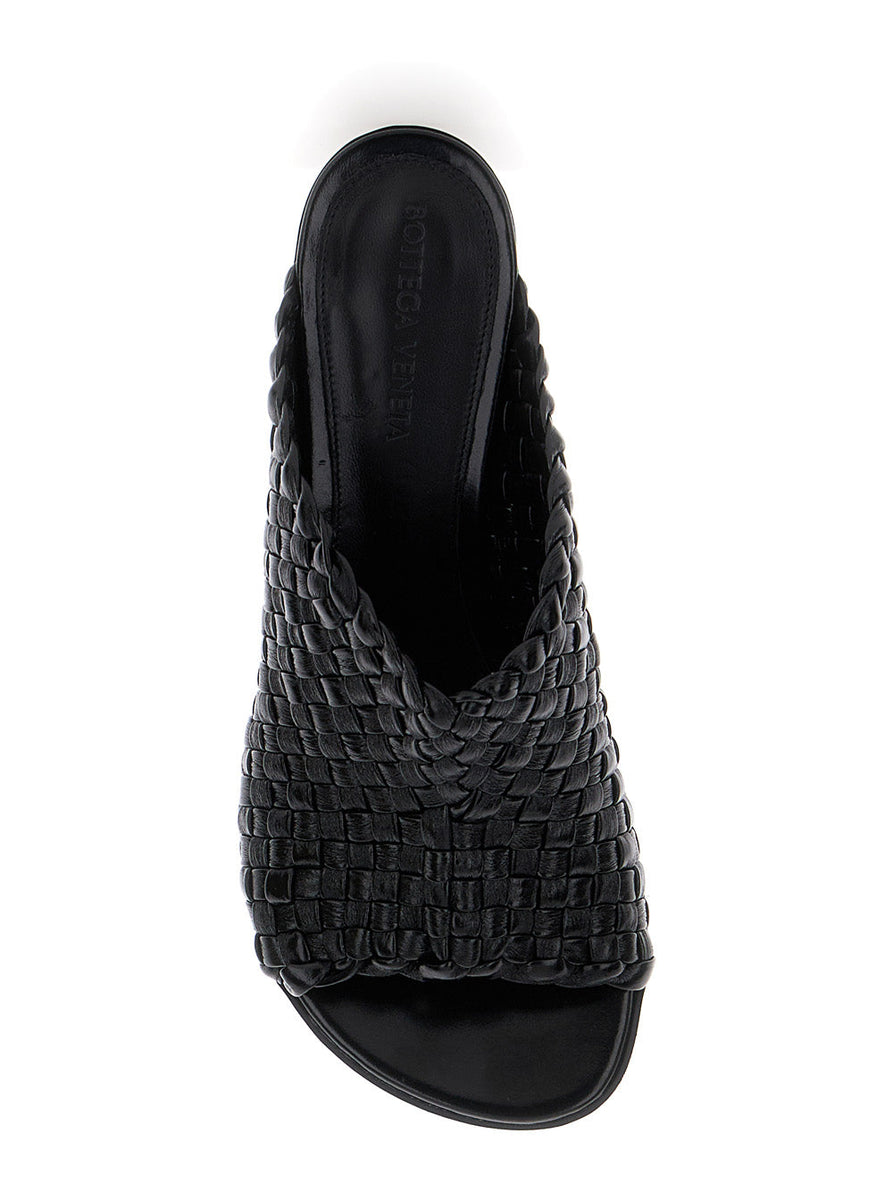 Bottega Veneta Shoes Bottega Veneta Women 'Atomic' Black Mule Sandals With Intrecciato Motif In Leather Woman Comfortable Everyday Designer Shoes