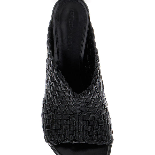 Bottega Veneta Shoes Bottega Veneta Women 'Atomic' Black Mule Sandals With Intrecciato Motif In Leather Woman Comfortable Everyday Designer Shoes