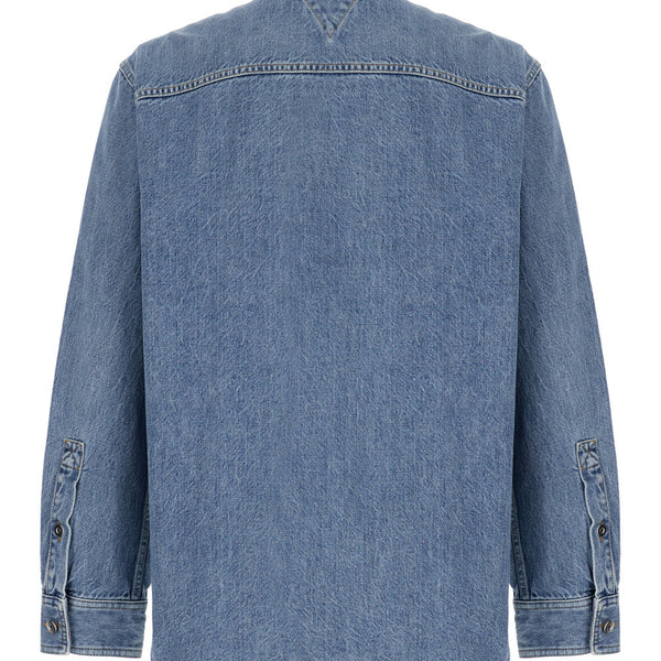 Bottega Veneta Tops? Bottega Veneta Men Light Blue Oversized Shirt With Patch Pocket In Cotton Denim Man Elegant Everyday Designer Top