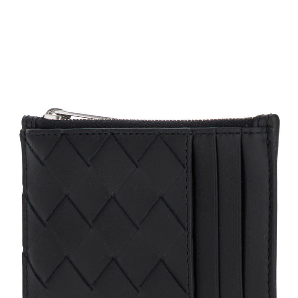 Bottega Veneta Accessories? Bottega Veneta Men Black Card-Holder With Intreccio Motif In Leather Man Premium Everyday Designer Accessory