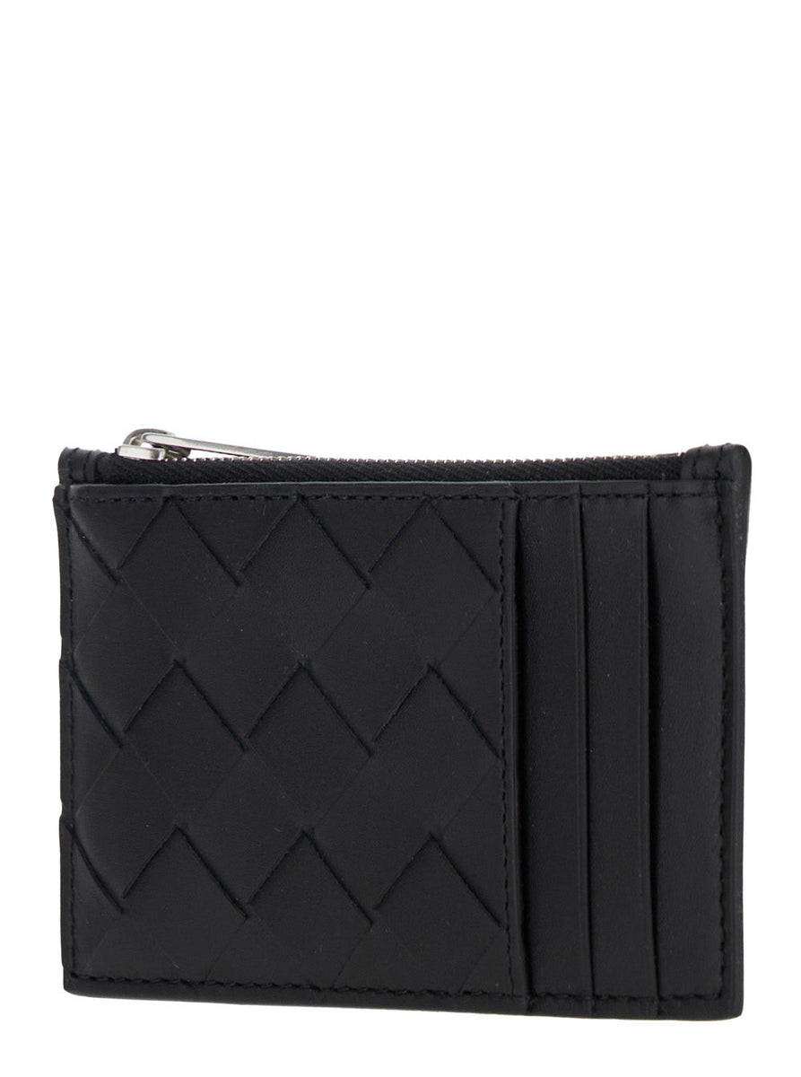Bottega Veneta Accessories? Bottega Veneta Men Black Card-Holder With Intreccio Motif In Leather Man Premium Everyday Designer Accessory