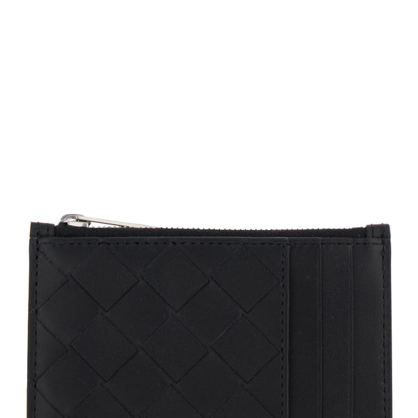 Bottega Veneta Accessories? Bottega Veneta Men Black Card-Holder With Intreccio Motif In Leather Man Premium Everyday Designer Accessory