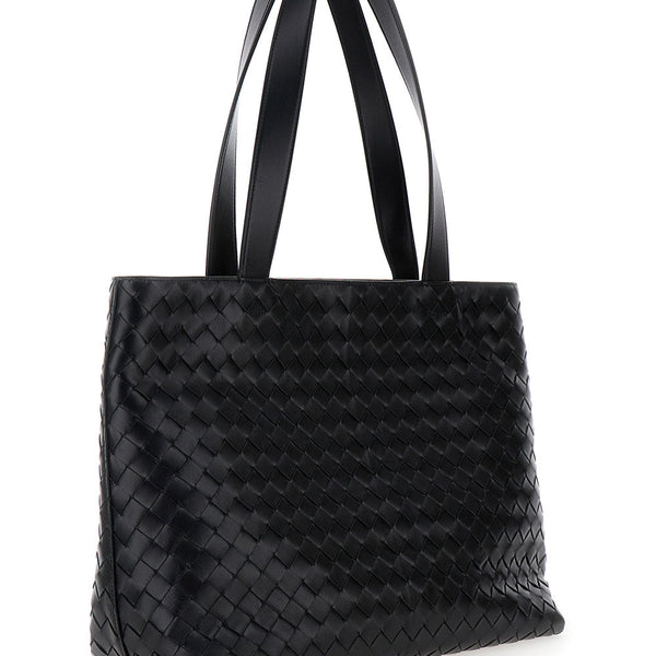 Bottega Veneta Bags? Bottega Veneta Men 'Small Intrecciato' Black Tote Bag With Zip Closure In Leather Man Luxury Designer Leather Handbag