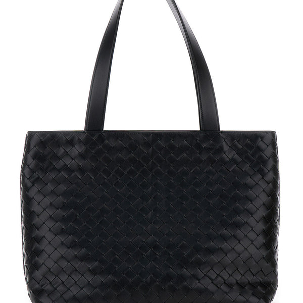 Bottega Veneta Bags? Bottega Veneta Men 'Small Intrecciato' Black Tote Bag With Zip Closure In Leather Man Elegant Everyday Designer Handbag
