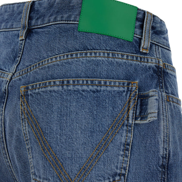 Bottega Veneta Jeans? Bottega Veneta Women Blue Palazzo Pants With Logo Patch In Denim Woman Classic Everyday Designer Jeans
