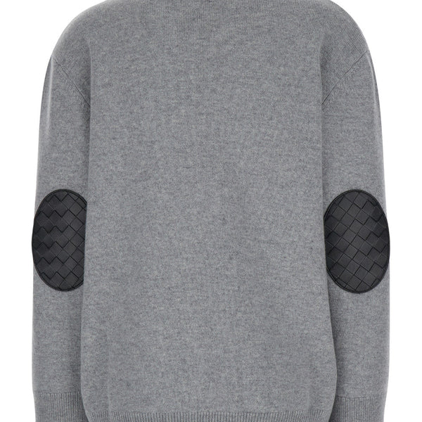Bottega Veneta Sweaters? Bottega Veneta Women Grey Cardigan With Intrecciato Patch In Cashmere Woman Luxury Designer Knit Sweater