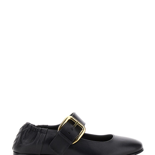 Bottega Veneta Accessories? Bottega Veneta Women 'Astaiere' Black Slip-On Mary Janes With Maxi Buckle In Leather Woman Luxury Designer Fashion Accessory
