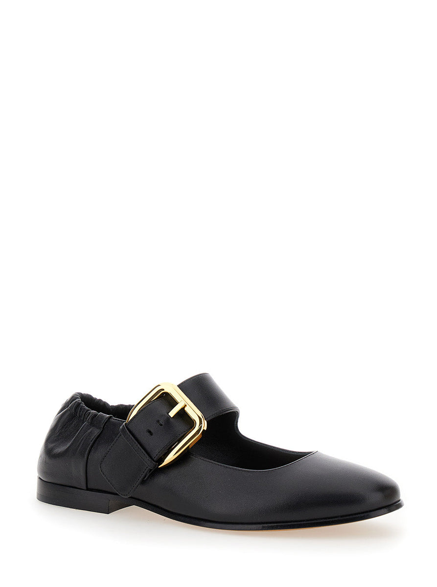 Bottega Veneta Accessories? Bottega Veneta Women 'Astaiere' Black Slip-On Mary Janes With Maxi Buckle In Leather Woman Luxury Designer Fashion Accessory