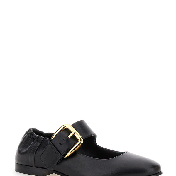 Bottega Veneta Accessories? Bottega Veneta Women 'Astaiere' Black Slip-On Mary Janes With Maxi Buckle In Leather Woman Luxury Designer Fashion Accessory