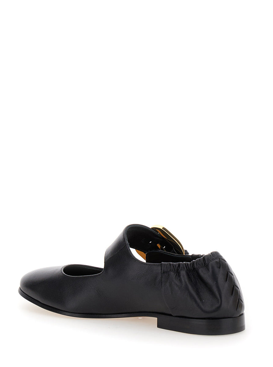 Bottega Veneta Accessories? Bottega Veneta Women 'Astaiere' Black Slip-On Mary Janes With Maxi Buckle In Leather Woman Luxury Designer Fashion Accessory