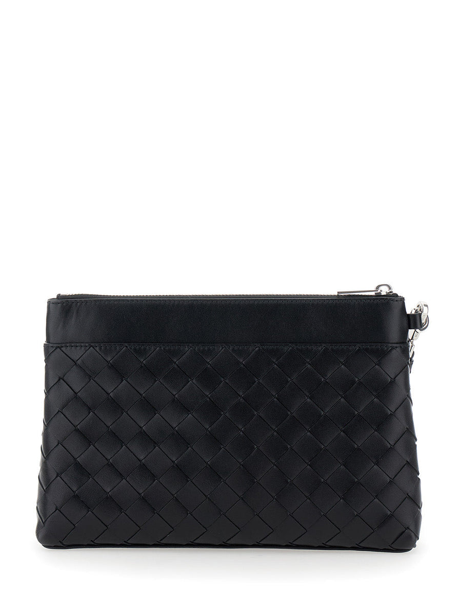 Bottega Veneta Bags? Bottega Veneta Men 'Prism' Black Clutch With Intrecciato Motif In Leather Man Elegant Everyday Designer Handbag
