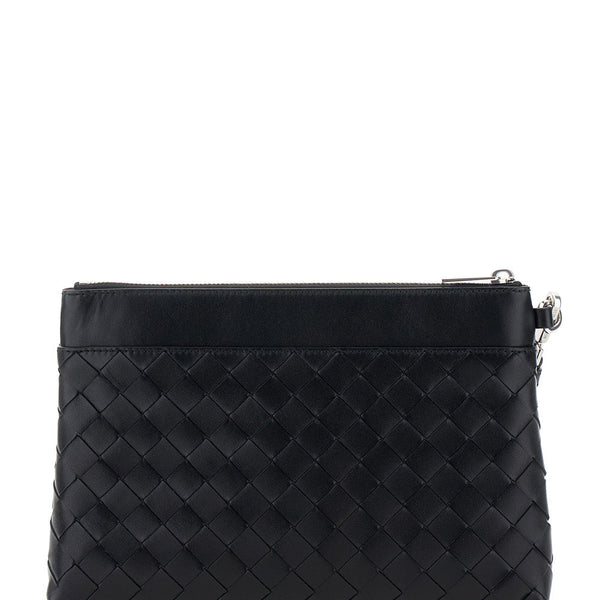 Bottega Veneta Bags? Bottega Veneta Men 'Prism' Black Clutch With Intrecciato Motif In Leather Man Elegant Everyday Designer Handbag