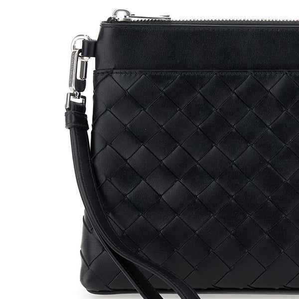 Bottega Veneta Bags? Bottega Veneta Men 'Prism' Black Clutch With Intrecciato Motif In Leather Man Elegant Everyday Designer Handbag