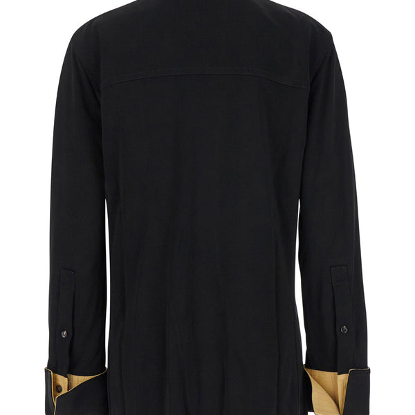 Bottega Veneta Tops? Bottega Veneta Women Black Shirt With Notebook Cuffs In Viscose Woman Premium Designer Casual Top