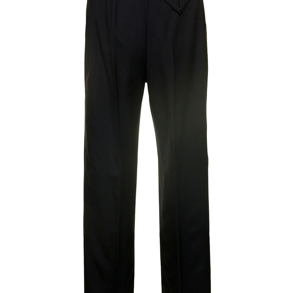 Bottega Veneta Pants? Bottega Veneta Women Black Straight Trousers With Coulisse At Waistline In Wool Twill Woman Premium Designer Casual Trousers
