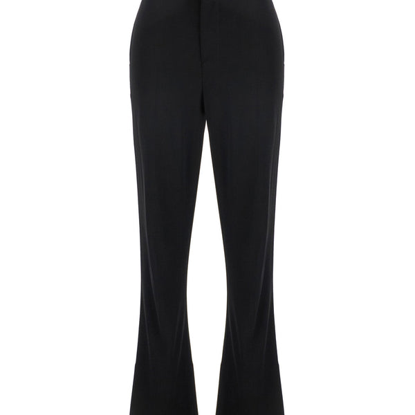 Bottega Veneta Pants? Bottega Veneta Women Black Flared Pants With Belt Loops In Viscose Blend Woman Tailored Everyday Designer Pants