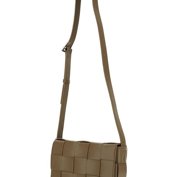 Bottega Veneta Bags? Bottega Veneta Men 'Medium Casette' Brown Crossbody Vag With Intreccio Motif In Leather Man Elegant Everyday Designer Handbag