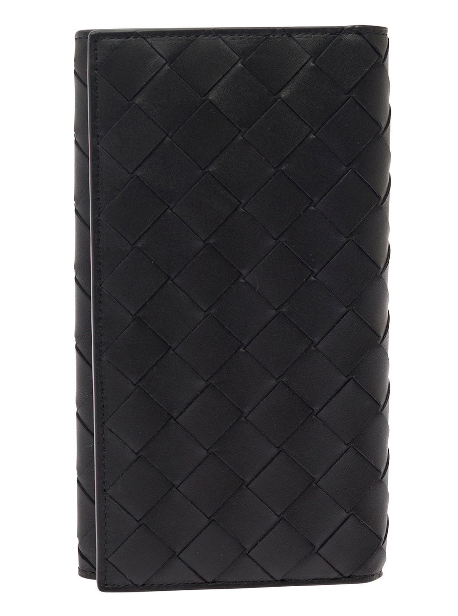 Bottega Veneta Accessories? Bottega Veneta Men Black Card-Holder With Intreccio Motif In Leather Man Premium Everyday Designer Accessory