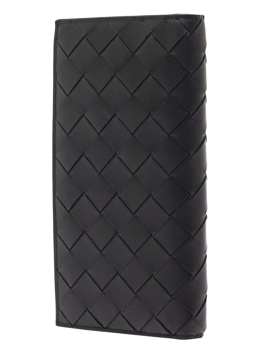 Bottega Veneta Accessories? Bottega Veneta Men Black Card-Holder With Intreccio Motif In Leather Man Premium Everyday Designer Accessory