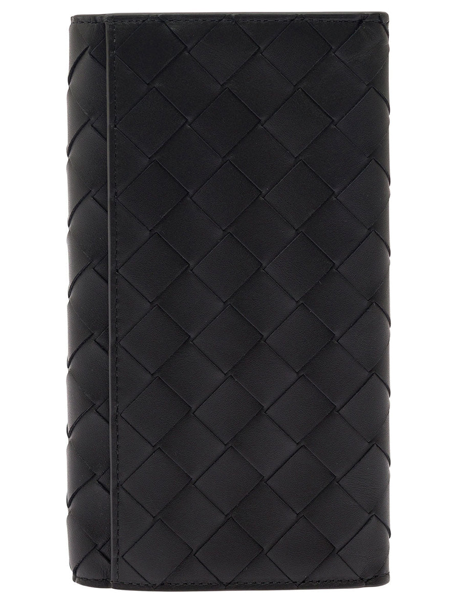 Bottega Veneta Accessories? Bottega Veneta Men Black Card-Holder With Intreccio Motif In Leather Man Premium Everyday Designer Accessory