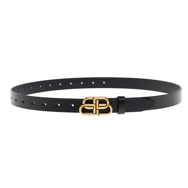 Balenciaga Belts? Balenciaga Women Black Belt With Bb Buckle In Leather Woman Premium Leather Designer Belt