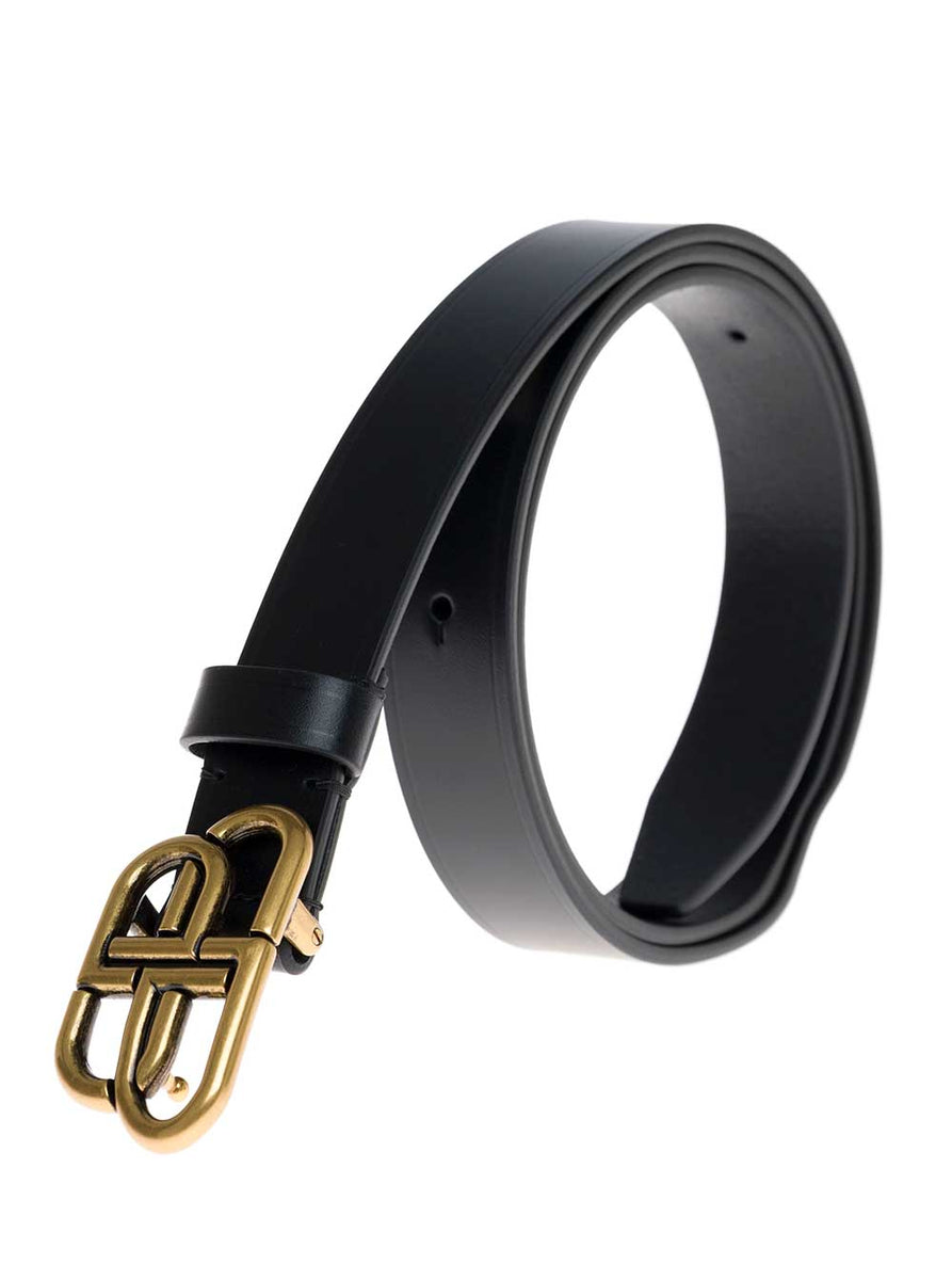 Balenciaga Belts? Balenciaga Women Black Belt With Bb Buckle In Leather Woman Premium Leather Designer Belt