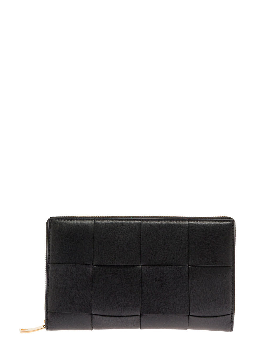 Bottega Veneta Wallets? Bottega Veneta Women Black Intreccio Nappa Leather Wallet Bottega Veneta Woman Compact Luxury Card Wallet