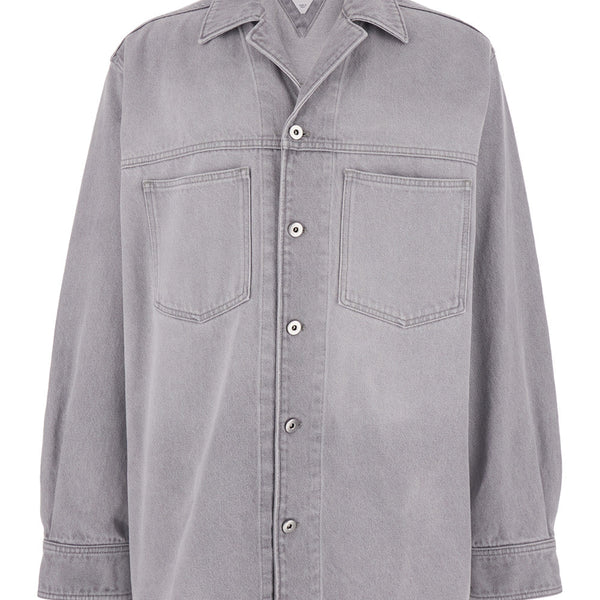 Bottega Veneta Tops? Bottega Veneta Men Grey Shirt With Patch Pockets On The Chest In Denim Man Elegant Everyday Designer Top