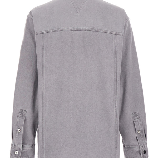 Bottega Veneta Tops? Bottega Veneta Men Grey Shirt With Patch Pockets On The Chest In Denim Man Elegant Everyday Designer Top