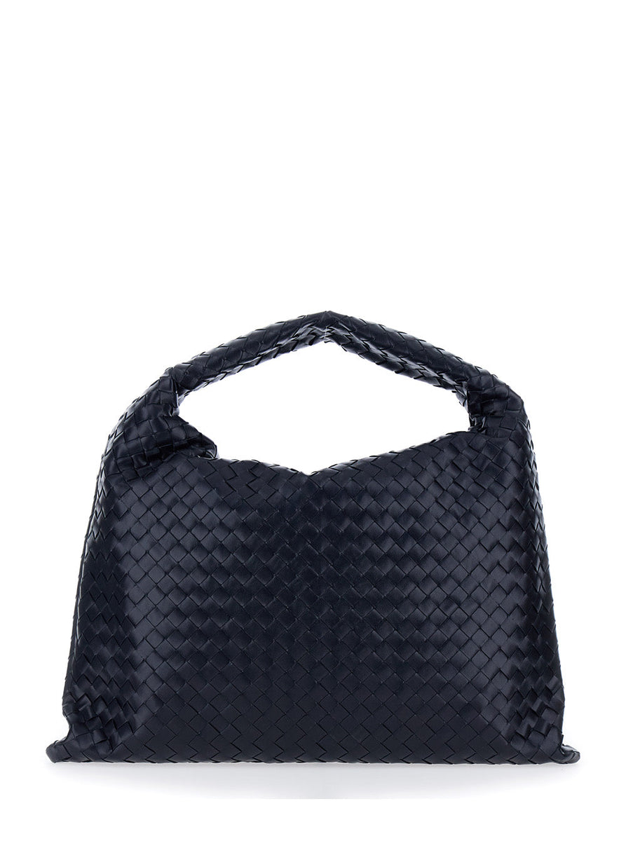 Bottega Veneta Bags? Bottega Veneta Women 'Hop Large' Blue Shoulder Bag With Intreccio Motif In Leather Woman Elegant Everyday Designer Handbag