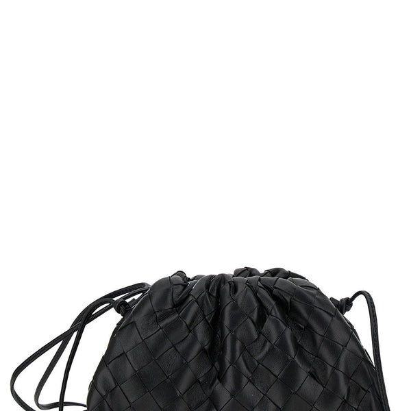 Bottega Veneta Bags? Bottega Veneta Women 'Mini Pouch' Black Crossbody Bag With Intreccio Motif In Leather Woman Elegant Everyday Designer Handbag