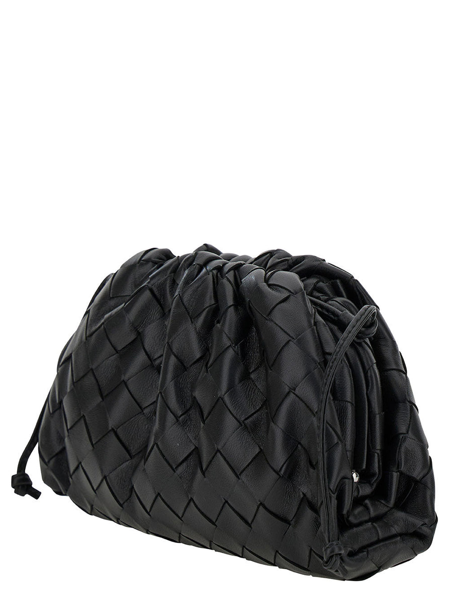 Bottega Veneta Bags? Bottega Veneta Women 'Mini Pouch' Black Crossbody Bag With Intreccio Motif In Leather Woman Elegant Everyday Designer Handbag