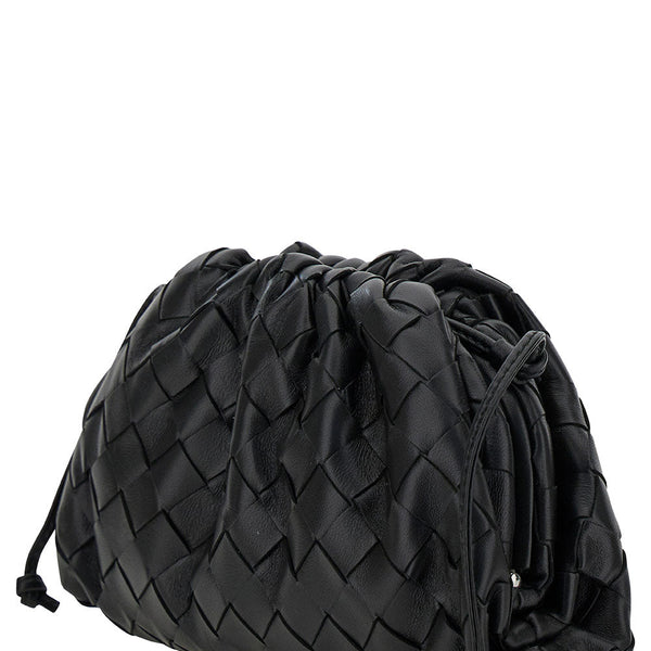 Bottega Veneta Bags? Bottega Veneta Women 'Mini Pouch' Black Crossbody Bag With Intreccio Motif In Leather Woman Elegant Everyday Designer Handbag