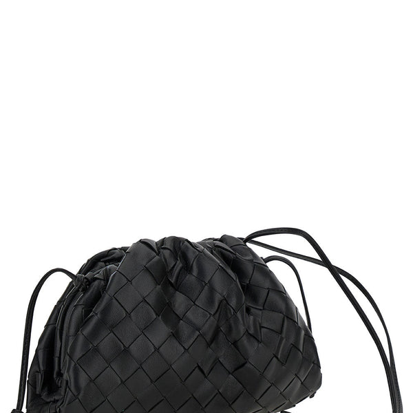 Bottega Veneta Bags? Bottega Veneta Women 'Mini Pouch' Black Crossbody Bag With Intreccio Motif In Leather Woman Elegant Everyday Designer Handbag