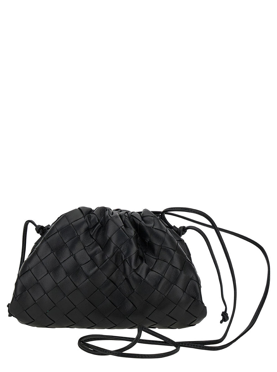 Bottega Veneta Bags? Bottega Veneta Women 'Mini Pouch' Black Crossbody Bag With Intreccio Motif In Leather Woman Elegant Everyday Designer Handbag