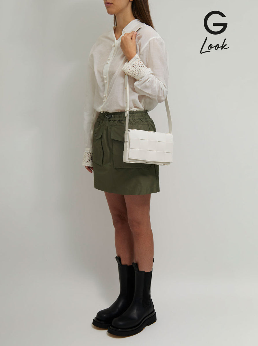 Bottega Veneta Bags? Bottega Veneta Women Cassette White Leather Crossbody Bag In Intreccio Nappa Leather Luxury Designer Leather Handbag