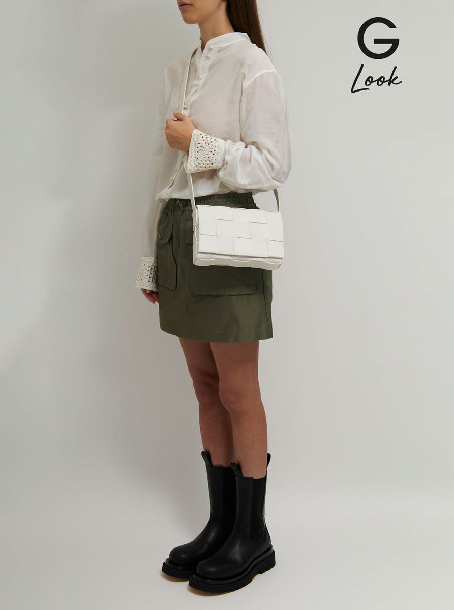 Bottega Veneta Bags? Bottega Veneta Women Cassette White Leather Crossbody Bag In Intreccio Nappa Leather Luxury Designer Leather Handbag