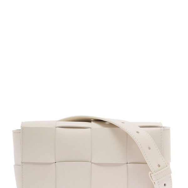 Bottega Veneta Bags? Bottega Veneta Women 'Casettte' Mini White Belt Bag With Intreccio Motif In Smooth Leather Woman Premium Designer Shoulder Bag