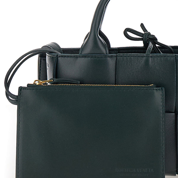 Bottega Veneta Bags? Bottega Veneta Women 'Candy Arco' Dark Green Handbag With Intreccio Motif In Leather Woman Premium Designer Shoulder Bag