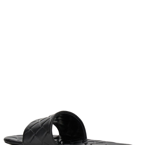 Bottega Veneta Shoes Bottega Veneta Women 'Slide Amy' Black Sandals With Intreccio Motif In Leather Woman Luxury Lifestyle Designer Footwear