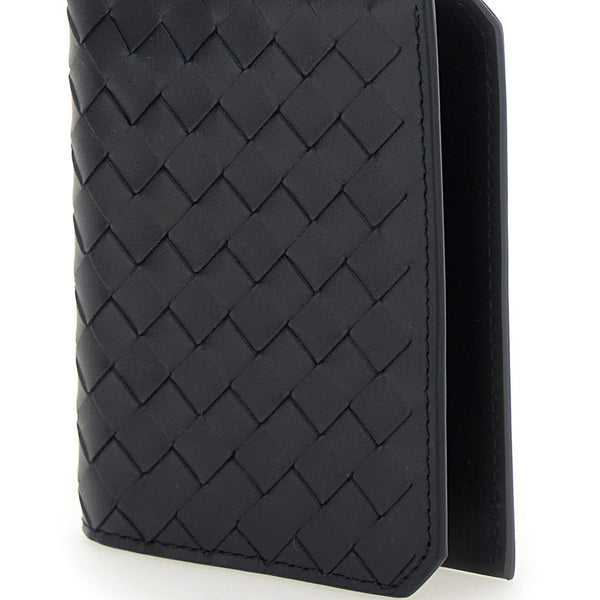 Bottega Veneta Wallets? Bottega Veneta Men Blue Card Holder With Intrecciato Motif In Leather Man Compact Luxury Card Wallet