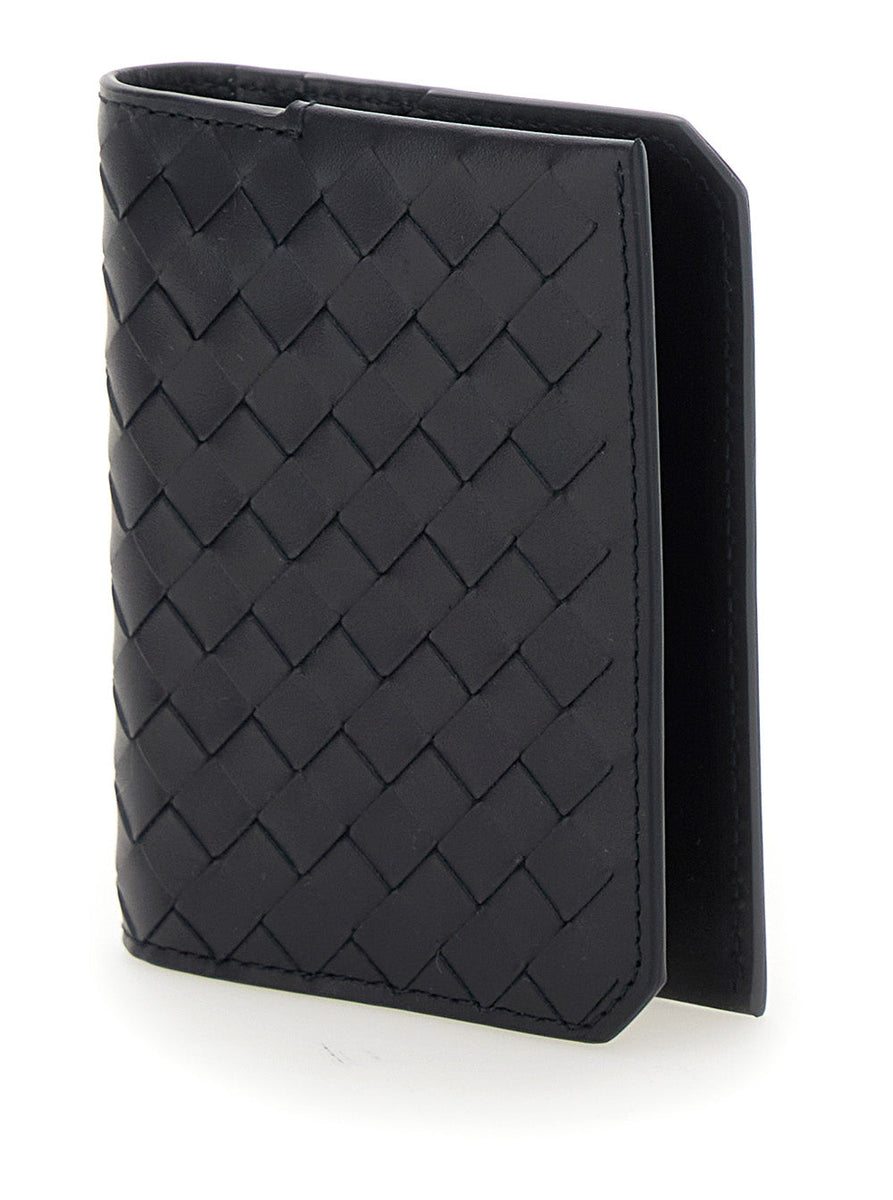 Bottega Veneta Wallets? Bottega Veneta Men Blue Card Holder With Intrecciato Motif In Leather Man Elegant Everyday Leather Wallet