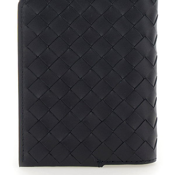 Bottega Veneta Wallets? Bottega Veneta Men Blue Card Holder With Intrecciato Motif In Leather Man Compact Luxury Card Wallet