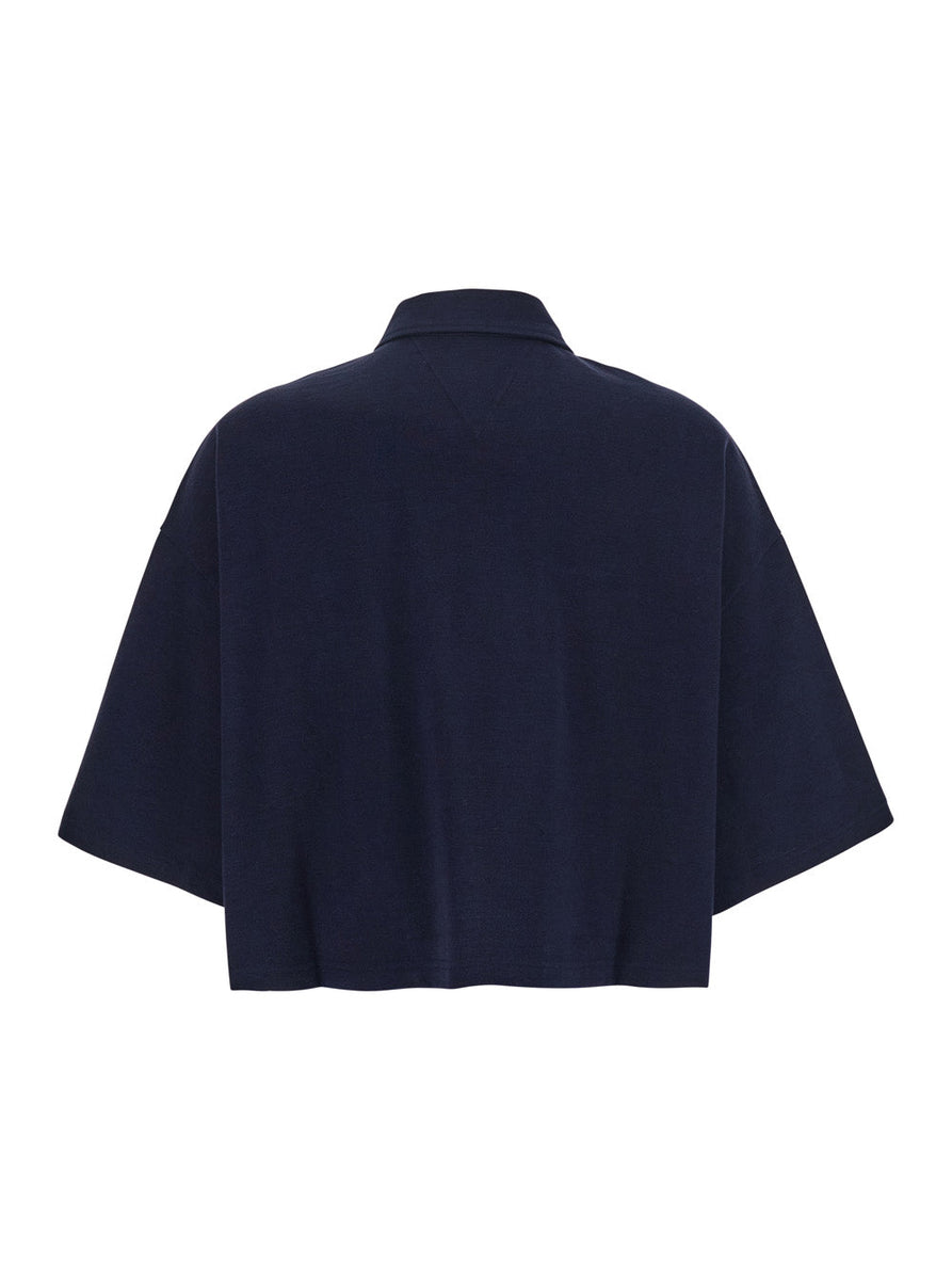 Bottega Veneta Polo Shirts? Bottega Veneta Women Blue Cropped Polo Shirt With Embroidered Logo In Cotton Piquet Woman Premium Everyday Polo Shirt